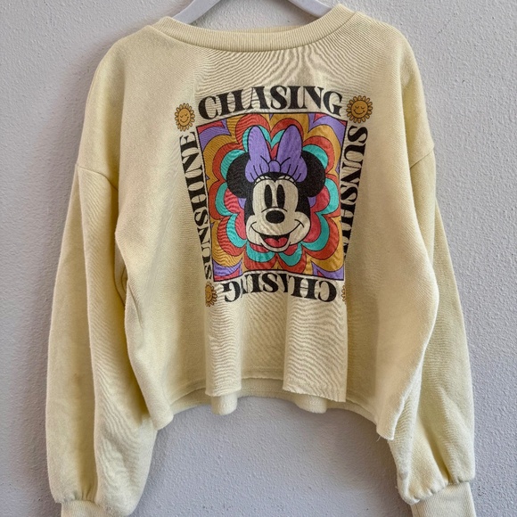 Disney Other - Disney Minnie Mouse "Chasing Sunshine" Cropped Sweatshirt - Girls Size Small 6/